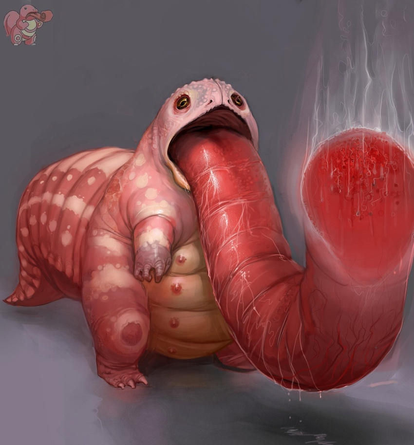 claw claws creepy gavin_mackey highres horrific horror lickitung monster no_humans pink pokemon realistic slime tail tentacle tongue