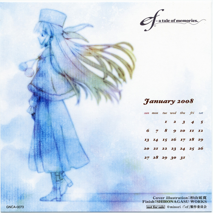 2008 amamiya_yuuko blonde_hair capelet coat ef floating_hair from_side full_body highres january long_hair pom_pom_(clothes) scan solo standing sugiyama_nobuhiro very_long_hair winter_clothes winter_coat