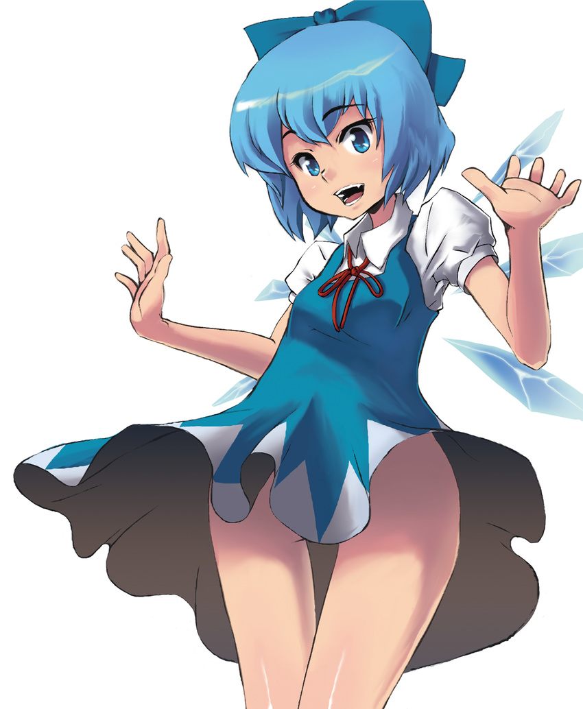 blue_hair blueberry_(5959) cirno highres ribbon short_hair solo thigh_gap touhou wings