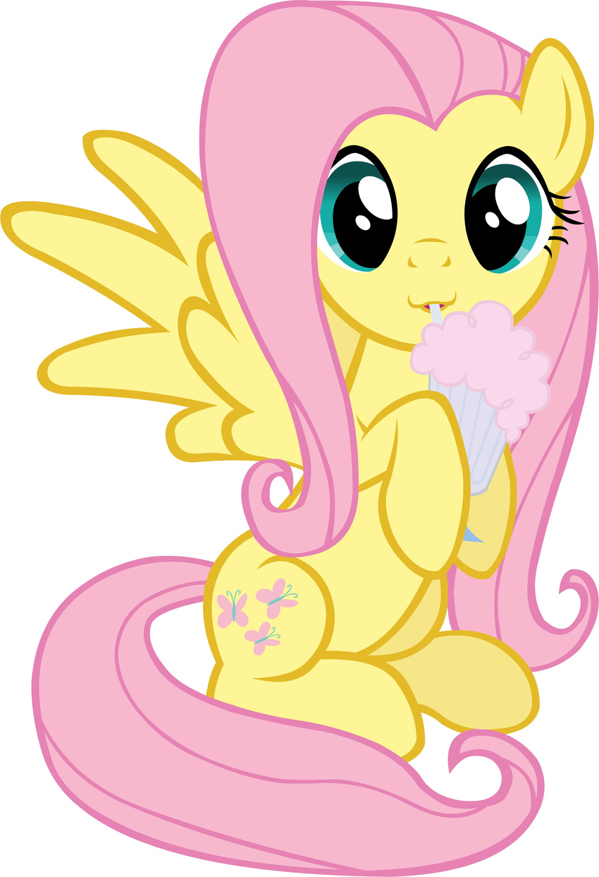 blue_eyes cutie_mark doctor-g equine female feral fluttershy_(mlp) friendship_is_magic fur hair hi_res horse mammal my_little_pony pegasus pink_hair plain_background pony solo white_background wings yellow_fur