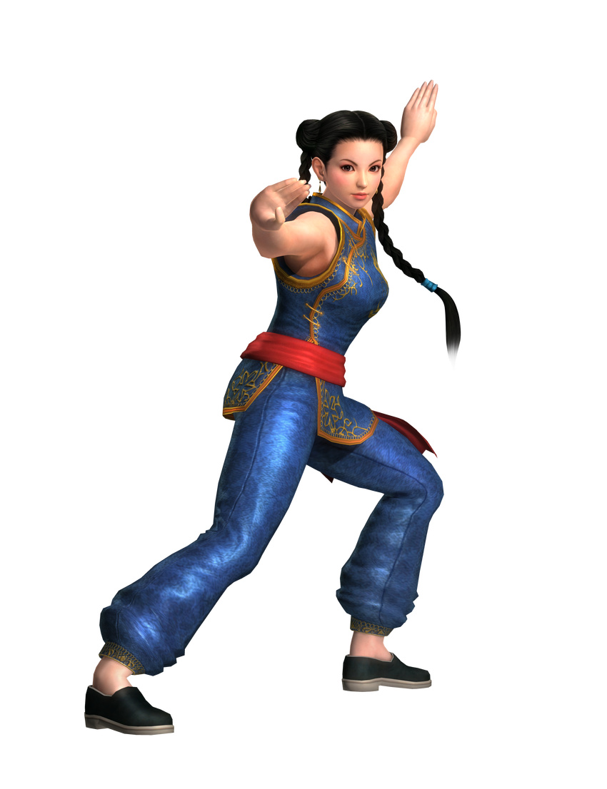1girl 3d absurdres dead_or_alive dead_or_alive_5 fighting_stance highres official_art pai_chan simple_background tecmo virtua_fighter