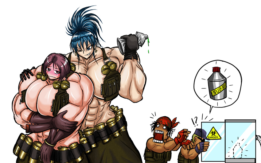 clark_still king_of_fighters leona_heidern mega-み～ ralf_jones whip