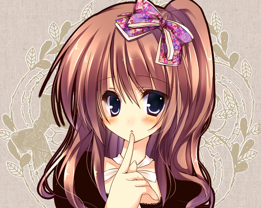 blue_eyes blush bow brown_hair ibukitouka long_hair original