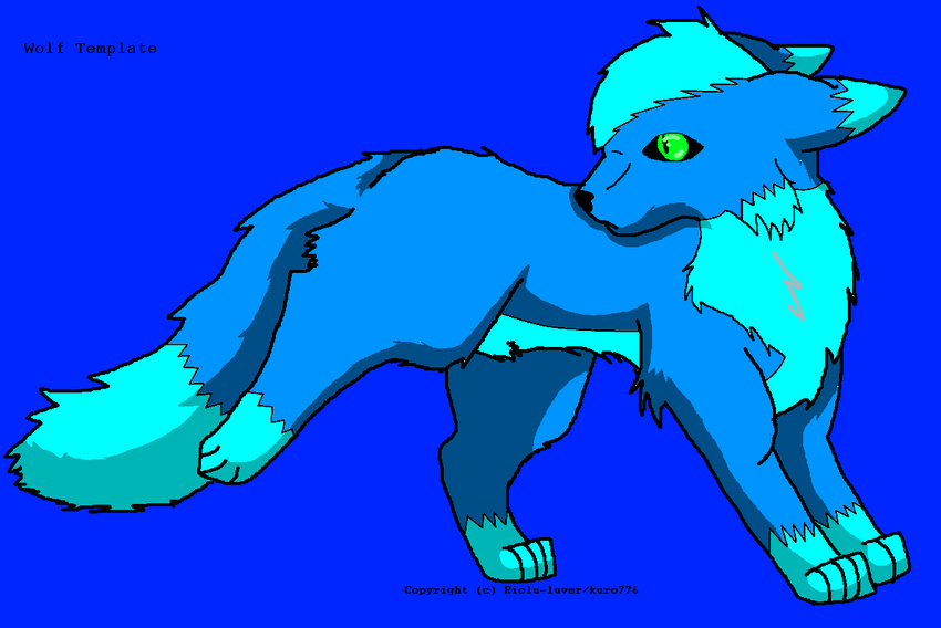 ambiguous_gender blue_background blue_fur canine feral fur green_eyes mammal marquis2007 plain_background solo swift_(characters) template wolf