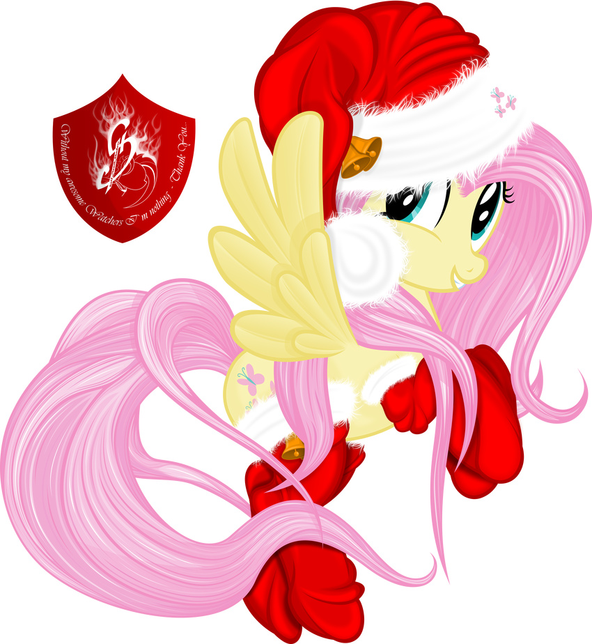 absurdly_absurd_res alpha_channel blue_eyes christmas cutie_mark equine female fluttershy_(mlp) friendship_is_magic fur hair halfdeathshadow hat hi_res holidays horse mammal my_little_pony pegasus pink_hair plain_background pony transparent_background wings yellow_fur