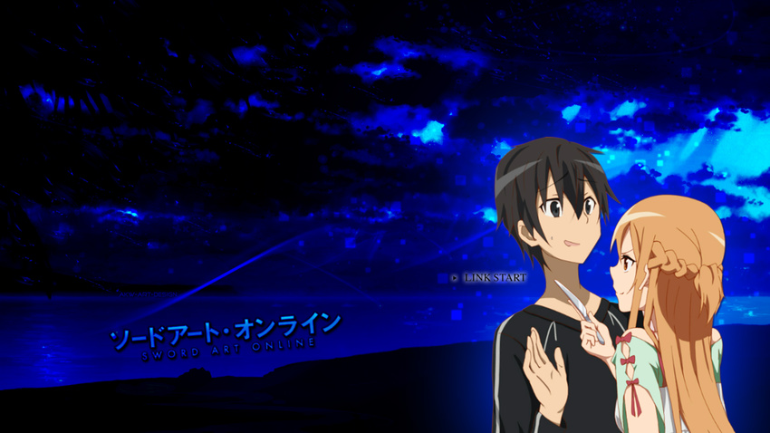 akw-art-design art asuna couple kazuto kirigaya kirito online sao sword weapon yuuki