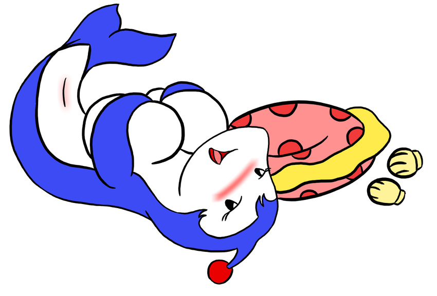 blush bomberman_jetters bomberman_jetterz breasts cetacean dolphin dolphin_bomber dragon-heart female feral grope huge_breasts inner_tube laying_back looking_at_viewer lying mammal marine on_back plain_background pussy shells white_background