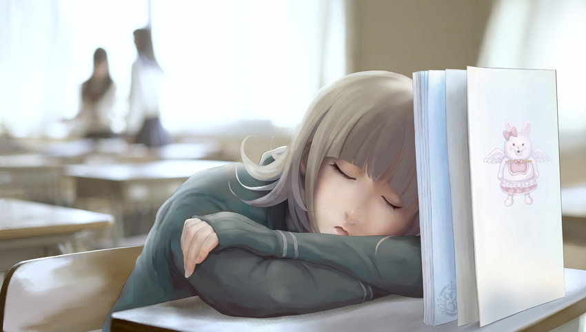 dangan-ronpa nanami_chiaki nyarko seifuku sleeping