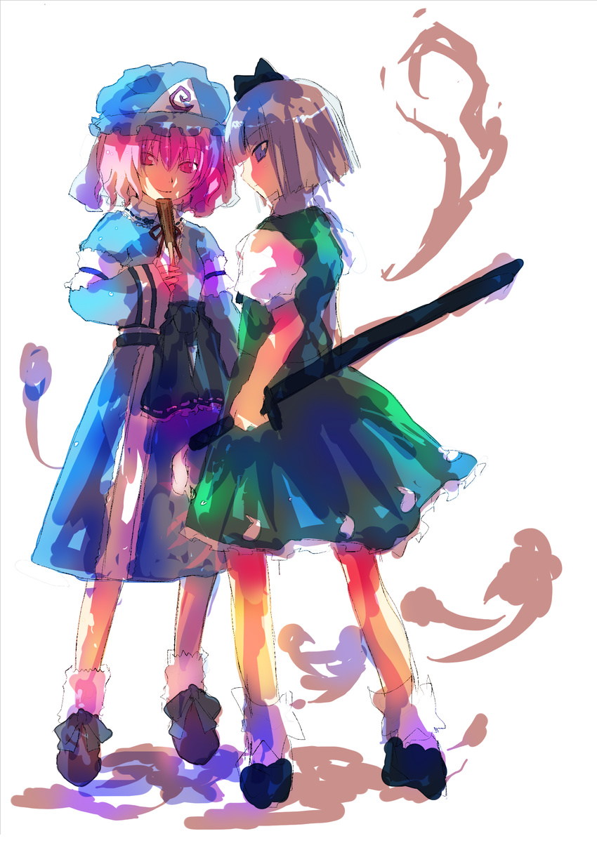 bad_id bad_pixiv_id hat highres konpaku_youmu konpaku_youmu_(ghost) multiple_girls saigyouji_yuyuko sketch touhou tsuchiya_akira