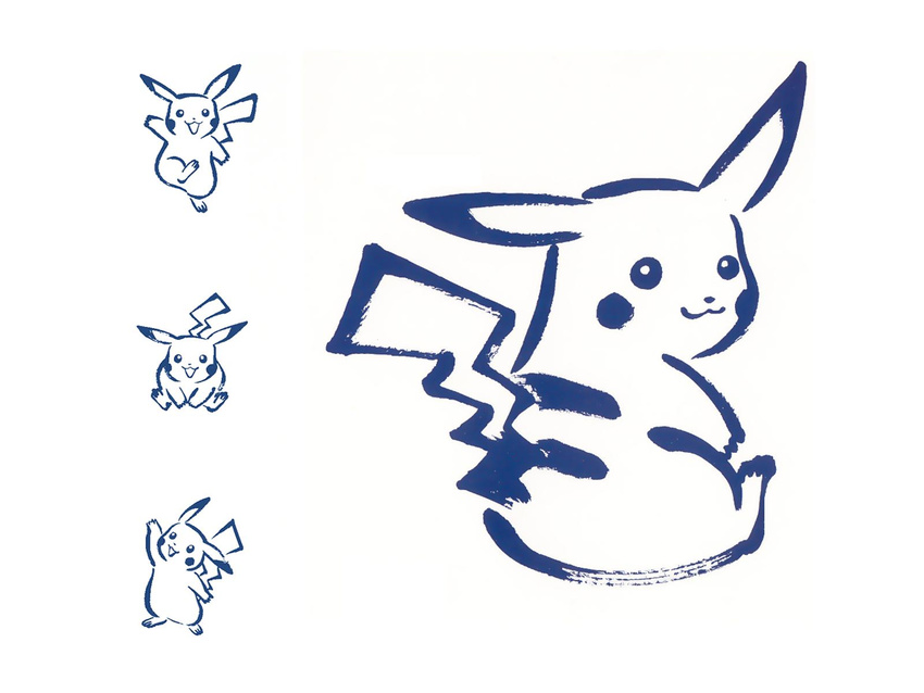 blue gen_1_pokemon highres monochrome no_humans pikachu pokemon pokemon_(creature) simple_background white_background