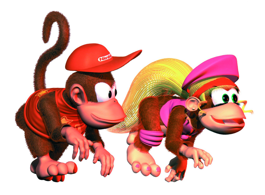 diddy_kong dixie_kong donkey_kong_country_2 highres nintendo official_art rareware