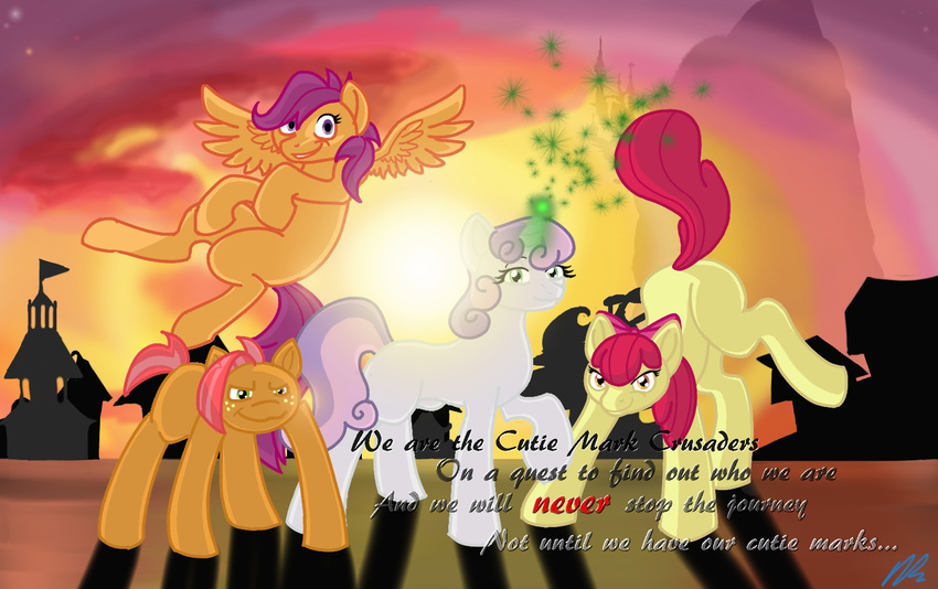 apple_bloom_(mlp) babs_seed babs_seed_(mlp) bad blackjackbad blank_flank blank_flanks cmc cutie_mark cutie_mark_crusaders_(mlp) english_text equestria equestrian equine family female freckles friendship_is_magic g4 hasbro hooves horn horse mammal mares miz-jynx my_little_pony orange_pegasus pegasus pony pony_ville ponyville scootaloo_(mlp) season_3 seed silhouette song sunset sweetie_belle_(mlp) tenacity text theme_song town unicorn white_unicorn wings