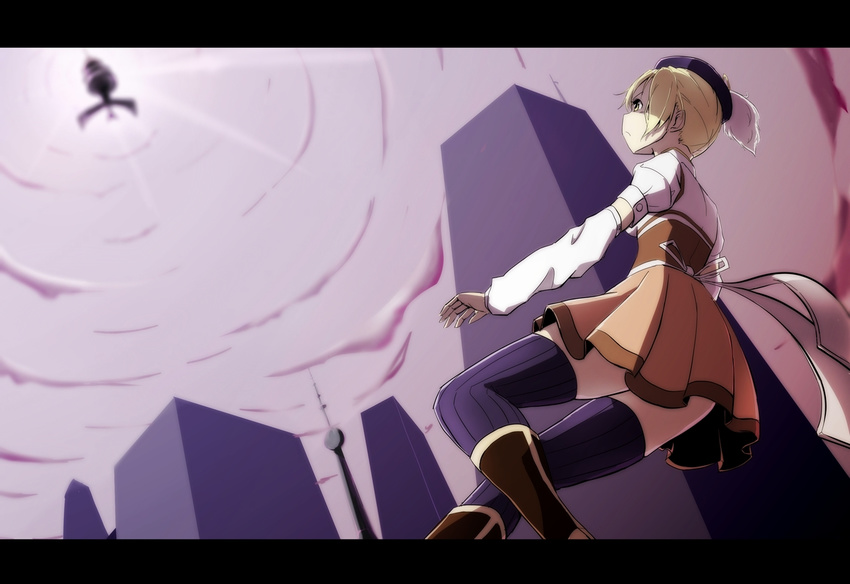 1girl blonde_hair curls curly_hair dress drill_hair koma koma_(wsgtt1300) mahou_shoujo_madoka_magica tomoe_mami twin_drills twindrills twintails walpurgisnacht walpurgisnacht_(madoka_magica)