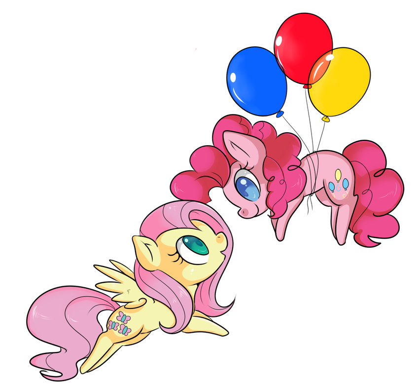 alpha_channel balloon blue_eyes cutie_mark duo equine eye_contact female feral fluttershy_(mlp) flying friendship_is_magic fur green_eyes hair horse levitation lustrous-dreams mammal my_little_pony pegasus pink_fur pink_hair pinkie_pie_(mlp) plain_background pony transparent_background wings yellow_fur