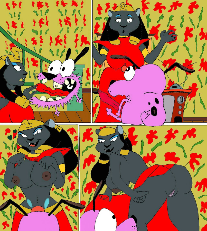 anthro big_breasts breasts butt comic courage_the_cowardly_dog crossover danail24_(author disney female feral interspecies male mirage missing_tail nipples presenting presenting_hindquarters