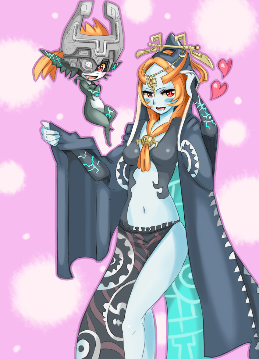 dual_persona fang front_ponytail helmet highres imp midna midna_(true) orange_hair pointy_ears red_eyes robe smile sora-bozu spoilers the_legend_of_zelda the_legend_of_zelda:_twilight_princess