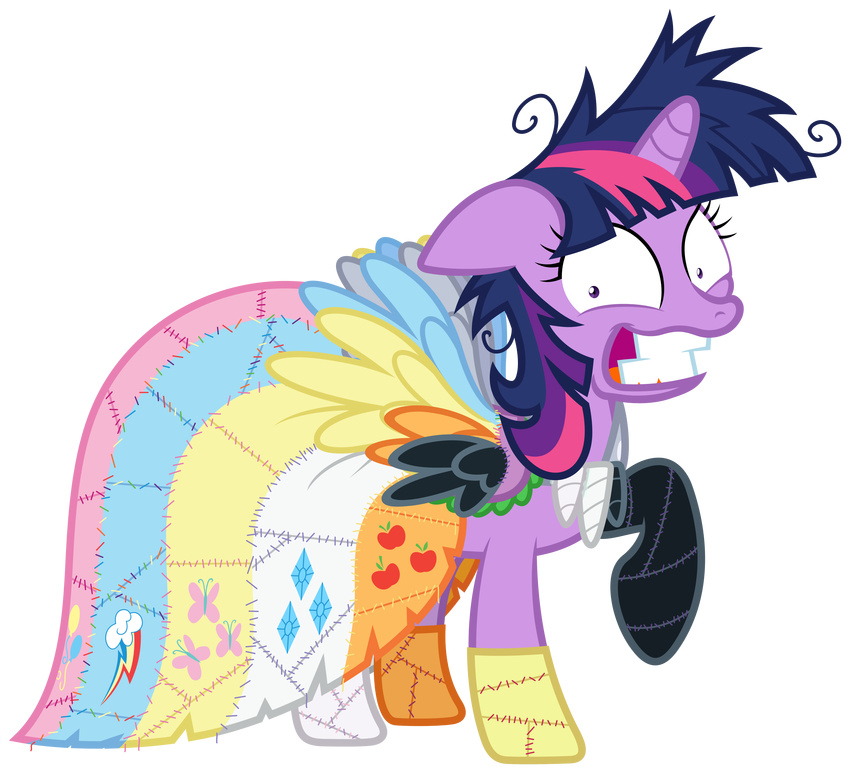 absurd_res alpha_channel applejack_(mlp) cutie_mark dress equine female feral fluttershy_(mlp) friendship_is_magic hair hi_res horn horse insane mammal messy_hair multi-colored_hair my_little_pony pinkie_pie_(mlp) plain_background pony purple_eyes rainbow_dash_(mlp) rarity_(mlp) solo spike_(mlp) teeth transparent_background twilight_sparkle_(mlp) unicorn vector wings zutheskunk