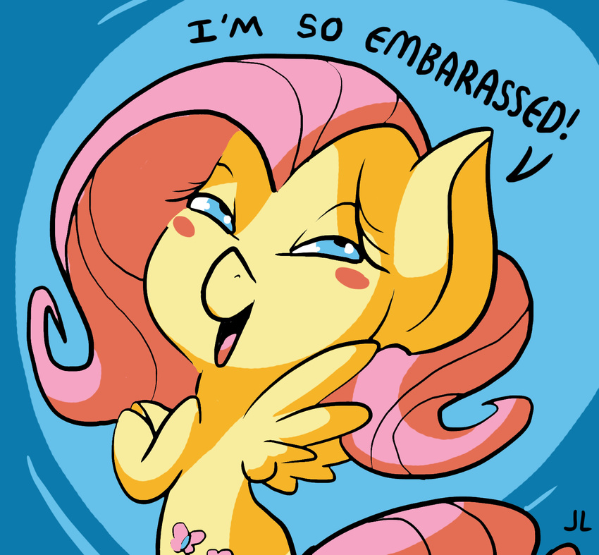 blue_eyes blush cutie_mark docwario embarrased embarrassed equine female fluttershy_(mlp) friendship_is_magic fur hair horse looking_at_viewer mammal my_little_pony pegasus pink_hair pony wings yellow_fur