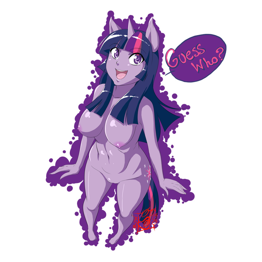 alpha_channel anthro anthrofied breasts english_text equine female friendship_is_magic fur hair hi_res horn horse mammal mrbowater multi-colored_hair my_little_pony nipples nude open_mouth plain_background pony purple_eyes purple_fur solo text tongue twilight_sparkle_(mlp) unicorn