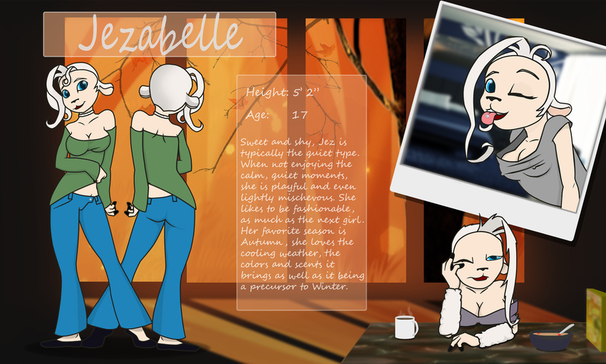 caprine cleavage clothed clothing eightysix female jezabelle mammal model_sheet piercing sheep solo tongue