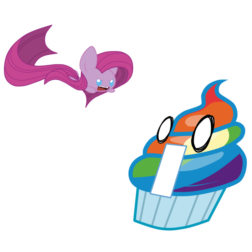 attack blue_eyes chibi cupcake equine fangs female friendship_is_magic hair horse long_hair mammal my_little_pony oathkeeper21 pink_hair pinkamena_(mlp) pinkie_pie_(mlp) plain_background pony rainbow surprise transparent_background