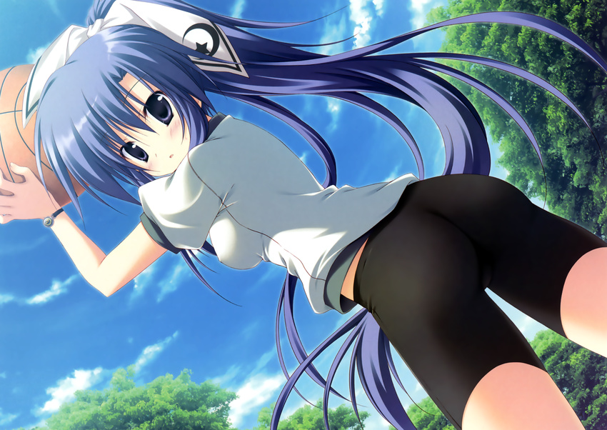 ass basketball bike_shorts erect_nipples gakuou korie_riko long_hair ponytail purple_hair tenguji_aquarius_uduki