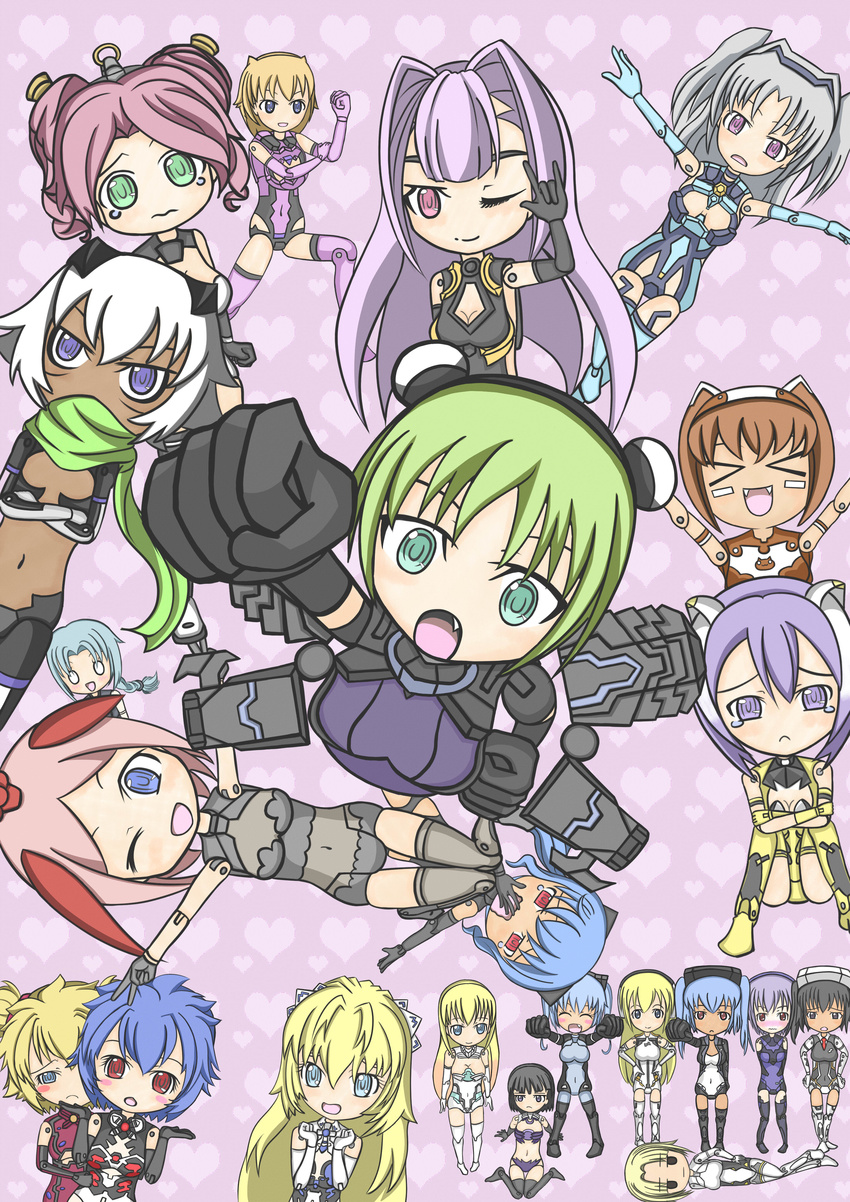 absurdres alternate_color alternate_hairstyle altines altrene arnval arnval_mk2 arnval_mk2_tempesta busou_shinki chibi fort_bragg highres juvisy lavina_(busou_shinki) maryceles multiple_girls partio pomock raptias sharatang strarf strarf_mk2 strarf_mk2_lavina tempesta valona vitulus