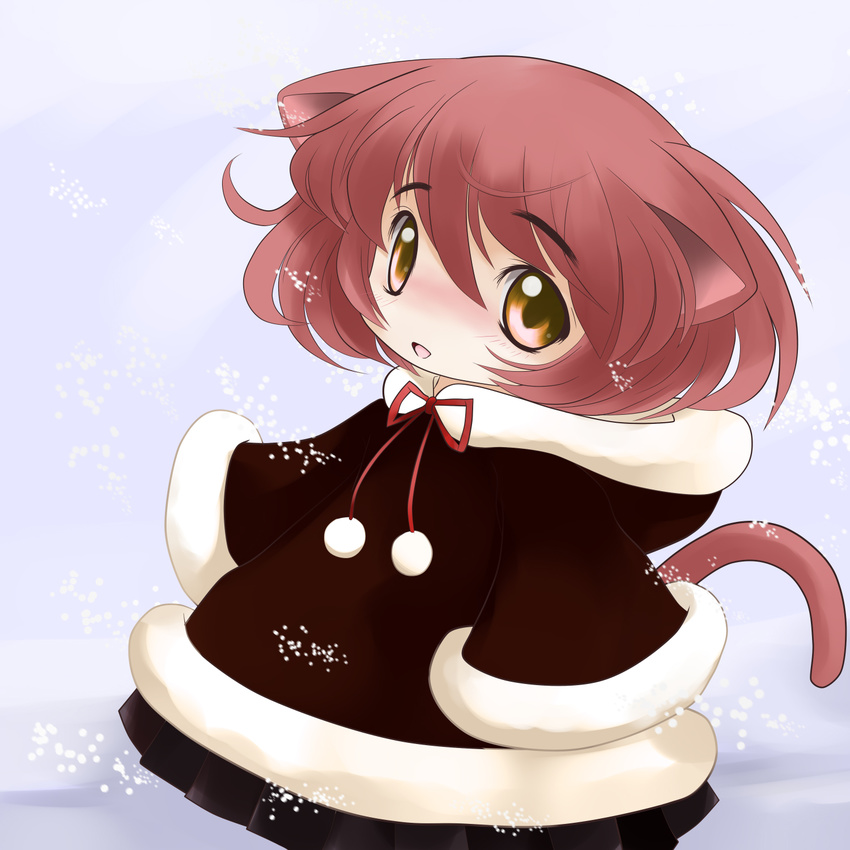 animal_ears brown_eyes brown_hair cat_ears cat_tail chibi highres original solo tail yume_shokunin