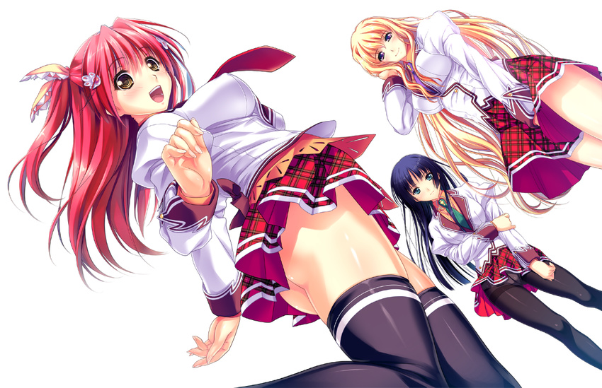 amasaka_takashi clip_craft kohinata_yuuka koimekuri_clover niina_ayami pantyhose sakanoue_mikana seifuku tagme thighhighs