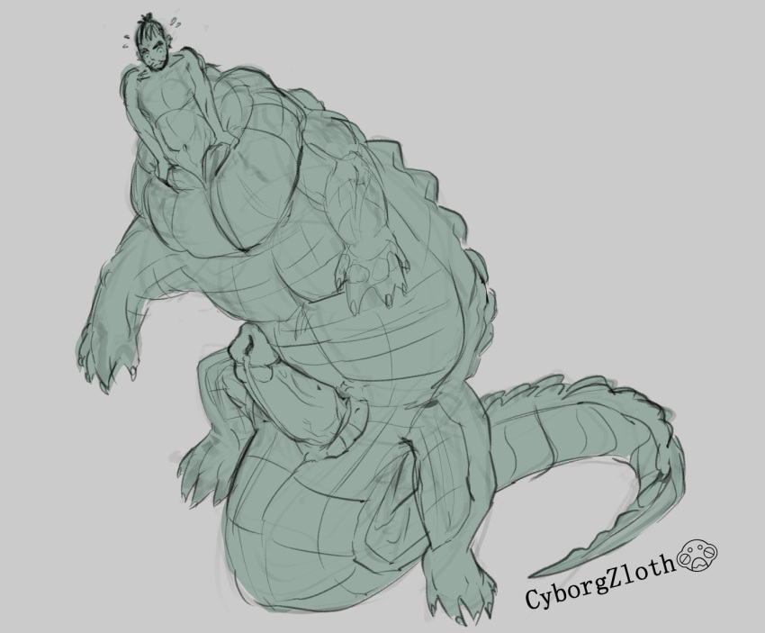 alligator croc crocodile crocodilian cyborgzloth erection forced_transformation jurassic macro purussaurus reptile scalie slinkydragon_(colorist) surprise_transformation taur