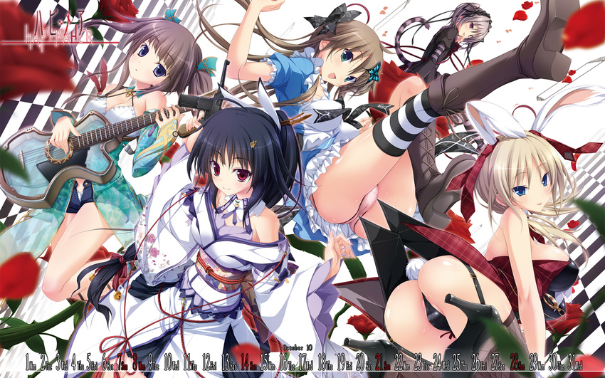 5girls clear_blue_communications hapymaher hasuno_saki highres hirasaka_keiko multiple_girls naitou_maia official_art purple_software toriumi_alice toriumi_arisu yayoi_b._lutwidge yayoi_b_lutwidge