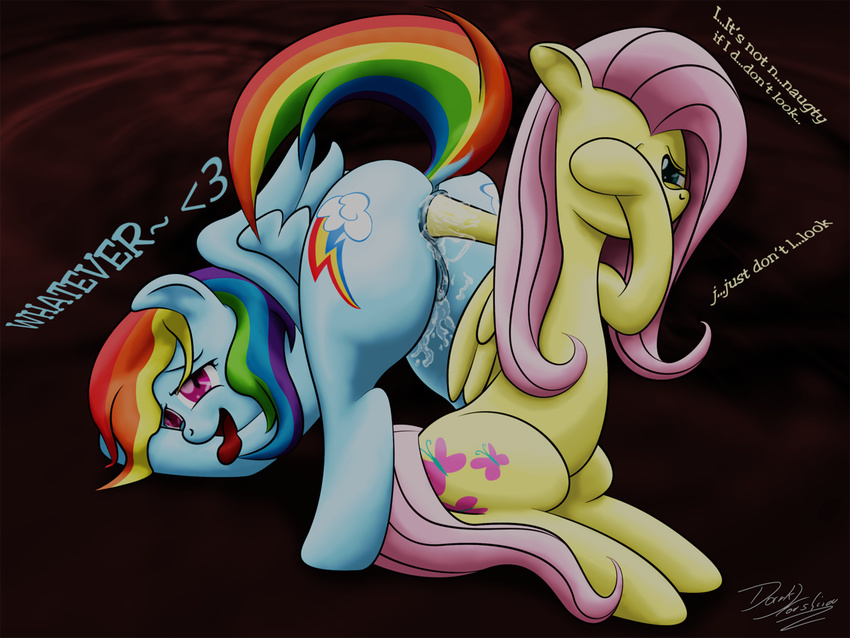 anal_insertion anal_penetration anus cum cutie_mark darkkoushirou duo english_text equine female feral fisting fluttershy_(mlp) friendship_is_magic hair horse insertion lesbian mammal multi-colored_hair my_little_pony pegasus penetration pink_hair pony pussy pussy_juice rainbow_dash_(mlp) rainbow_hair text wings
