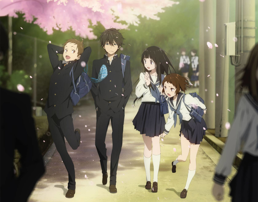 chitanda_eru fukube_satoshi hyouka ibara_mayaka jpeg_artifacts oreki_houtarou tagme