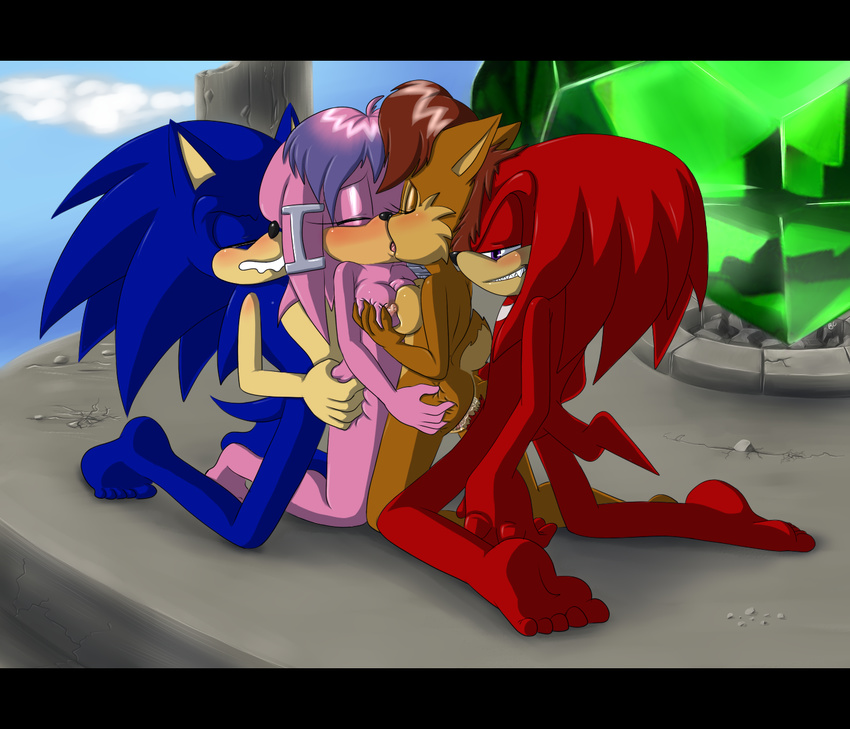 bisexual blue_hair bluechika breast_grab breasts butt butt_grab chipmunk echidna eyes_closed female foursome from_behind grope group group_sex hair hedgehog julie-su knuckles_the_echidna knuckles_the_hedgehog lesbian male mammal master_emerald nude penetration purple_eyes red_hair rodent sally_acorn sega sex sonic_(series) sonic_the_hedgehog squirrel straight vaginal vaginal_penetration video_games