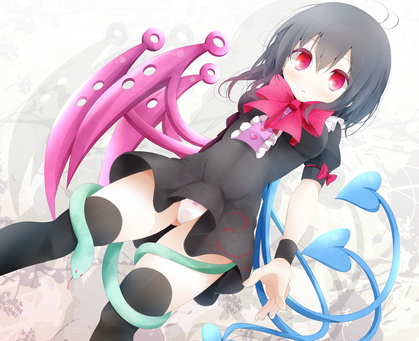 black_hair houjuu_nue panties red_eyes ribbons touhou underwear usotsukiya wings