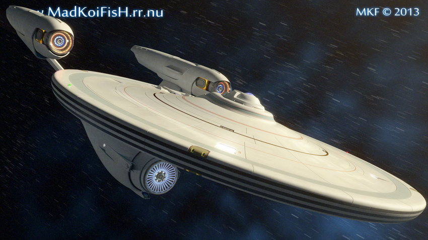 commentary english_commentary highres madkoifish motion_blur no_humans realistic science_fiction signature space space_craft star_(sky) star_trek uss_enterprise