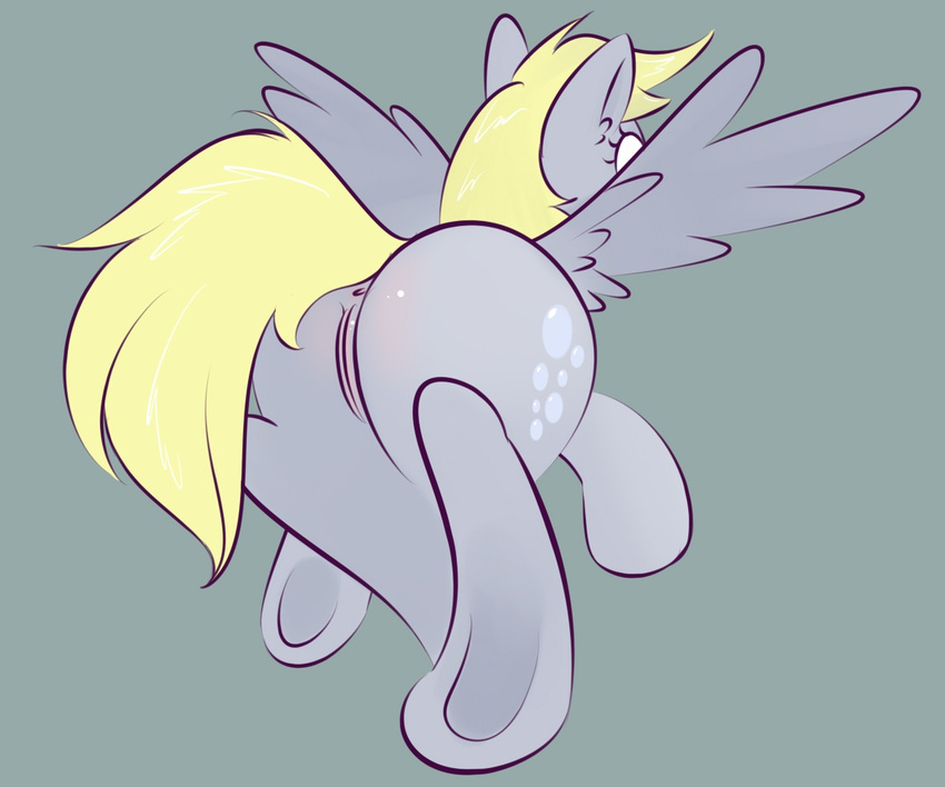 anus blonde_hair butt cutie_mark derpy_hooves_(mlp) equine female feral friendship_is_magic hair horse kryptchild mammal my_little_pony pegasus pony presenting pussy solo wing_boner wings