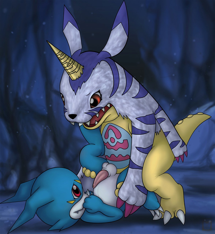 balls blue_skin cetacean claws cute digimon dragon gabumon gay happy horn lizard lying male narwhal open_mouth penetration penis red_eyes reptile scalie sex sharp_teeth smile spread_legs spreading teeth tongue tricksta unknown_artist veemon young
