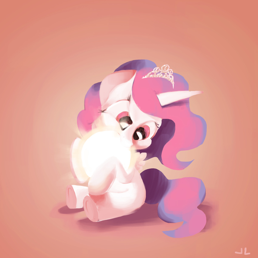 docwario equine female feral friendship_is_magic hair holding horn horse mammal my_little_pony pink_eyes pink_hair pony princess princess_celestia_(mlp) royalty sitting solo sun tiara winged_unicorn wings young