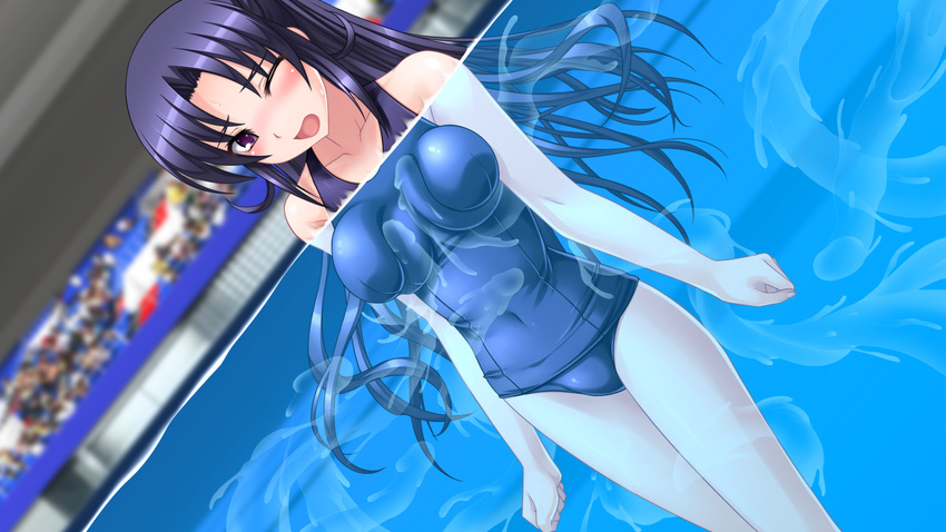blush game_cg long_hair mezameru_to_itoko_wo_mamoru_bishoujo_kenshi_ni_natteita pool school_swimsuit swimsuit tentacles