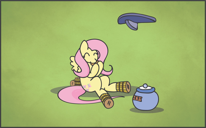 cookie cute cutie_mark eating equine female feral finalflutter fluttershy_(mlp) friendship_is_magic hair happy horse jar mammal my_little_pony pegasus pink_hair pony sitting solo stilts wings