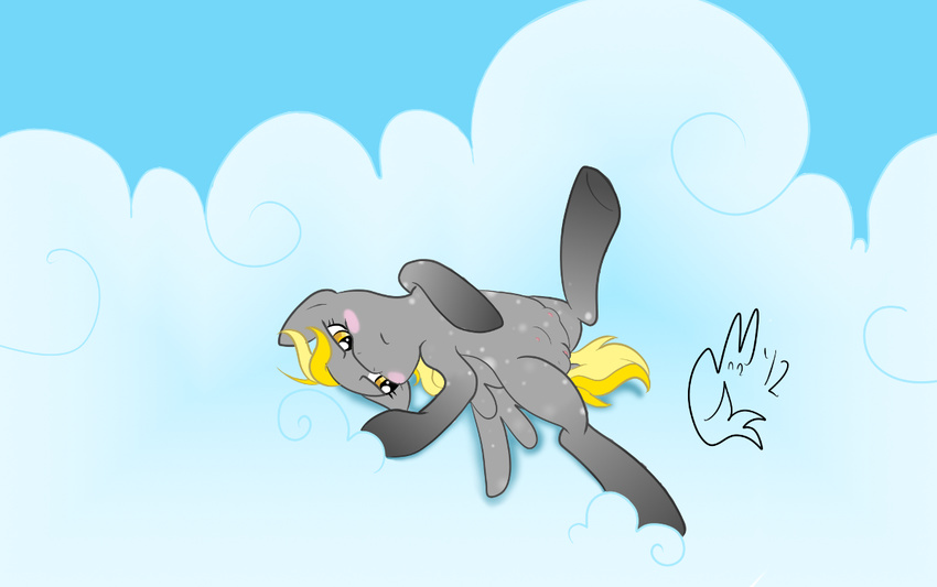 clouds equine female feral friendship_is_magic laying_on_back lying mammal my_little_pony on_back pegasus pinup pose pussy silvermidnight solo stormchaser teats wings