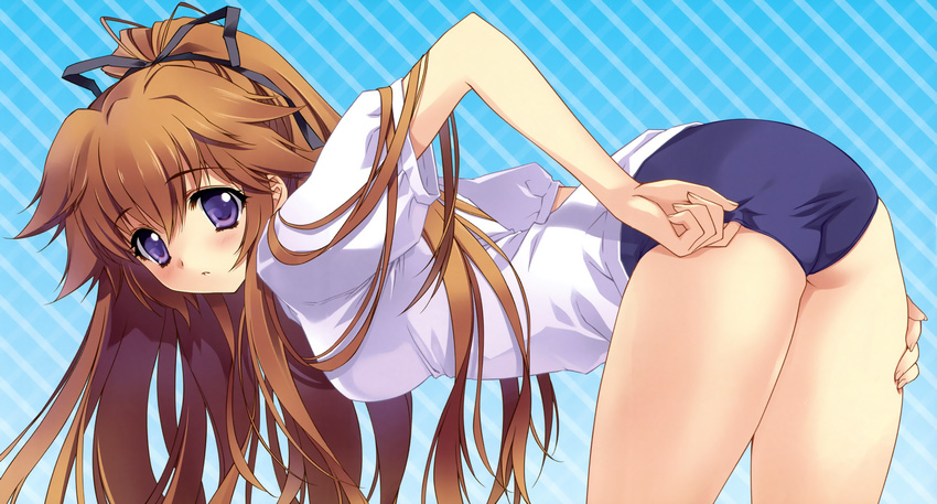 bloomers brown_hair carnelian gym_uniform long_hair mix! purple_eyes suwa_ranmaru trap