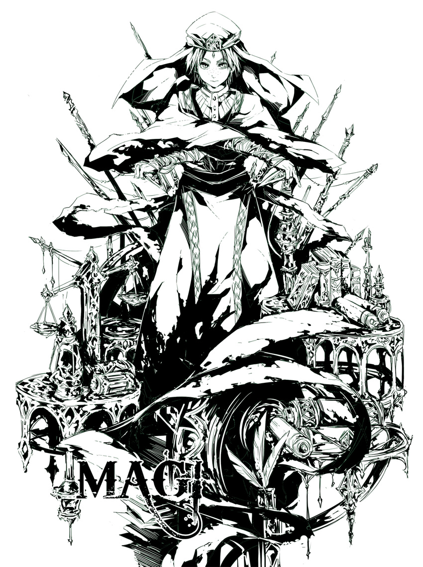 garasu ja'far magi_the_labyrinth_of_magic male monochrome