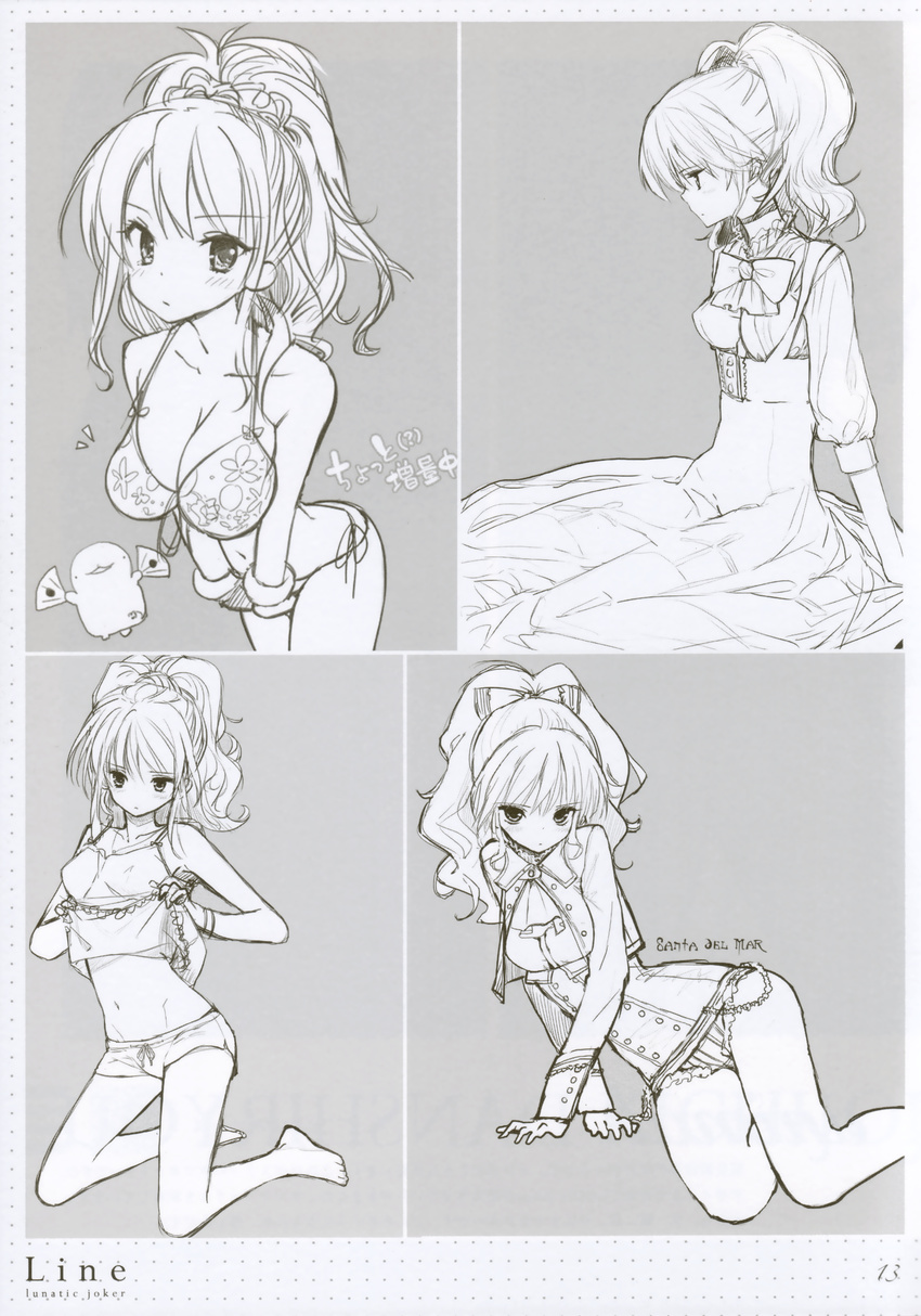 bikini cleavage dress lunatic_joker monochrome swimsuits tsukigami_luna