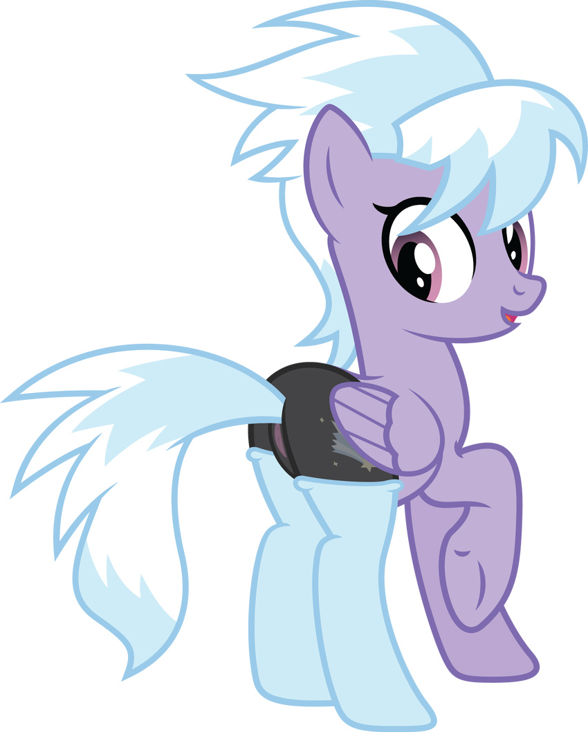 absurd_res cloud_chaser_(mlp) cutie_mark equine female feral friendship_is_magic hair hi_res horse looking_back mammal my_little_pony pegasus pony purple_eyes pussy quanno3 smile socks solo two_tone_hair wings