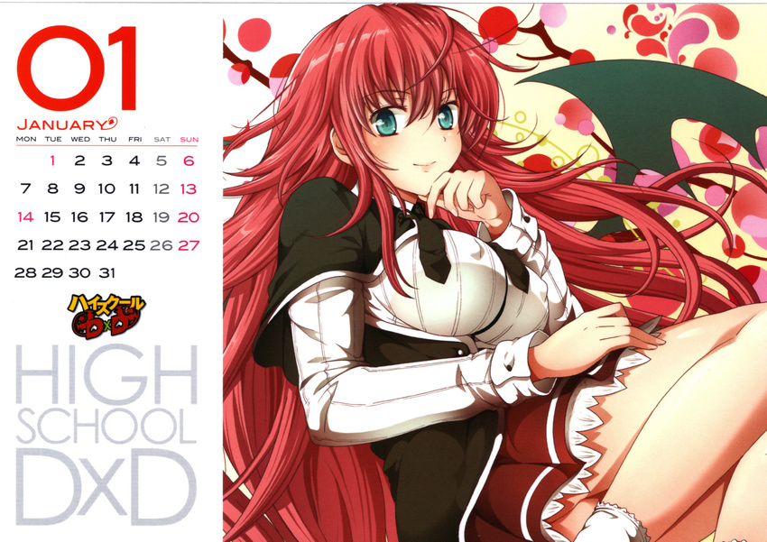 1girl absurdres breasts calendar cleavage high_school_dxd highres long_hair red_hair rias_gremory