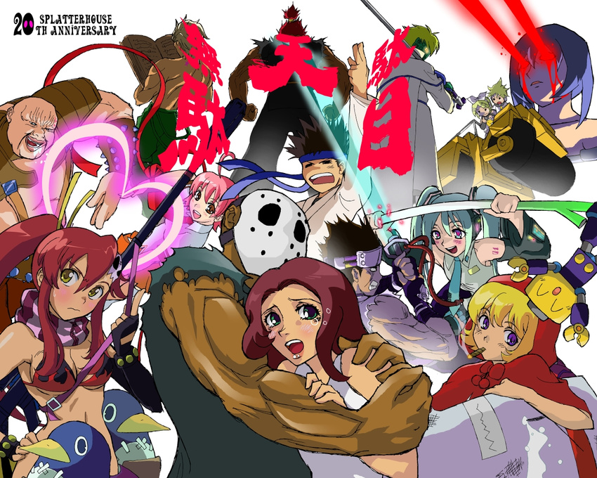 6+girls aino_heart annotated arcana_heart battle bikini_top black_hair blonde_hair blood bonus-kun bottomless breasts brown_hair bulleta cape character_request cigar cleavage crossover dark_skin dio_brando disgaea dress energy_sword fat fat_man fingerless_gloves gloves gouki green_hair guilty_gear hatsune_miku headband heart hokuto_no_ken jennifer jojo_no_kimyou_na_bouken kagamine_len kagamine_rin kanzaki_hayato_(star_gladiator) kobun kung_fu_man long_hair m.u.g.e.n mask medium_breasts miniskirt mr_heart multiple_boys multiple_crossover multiple_girls muscle necktie panties pantyhose pantyshot pink_hair plasma_sword prinny purple_eyes red_eyes red_hair rick rick_(splatterhouse) robo-ky rockman rockman_dash school_uniform shirt short_hair siblings skirt smile smoking splatterhouse spring_onion star_gladiator steamroller street_fighter street_fighter_ii_(series) sword tengen_toppa_gurren_lagann twins underwear vampire_(game) vocaloid weapon yoko_littner