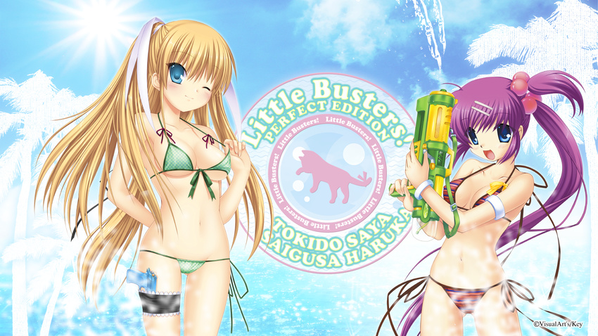 bikini cleavage garter key little_busters! saigusa_haruka swimsuits tokido_saya wallpaper