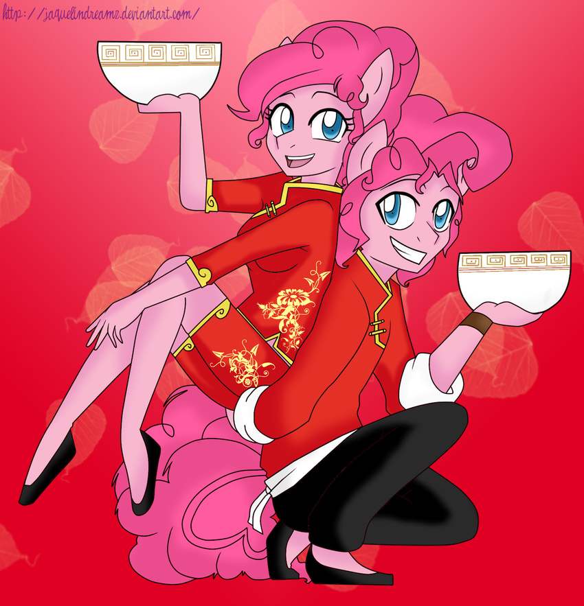 anthro anthrofied blue_eyes chinese chinese_dress crossgender dress equine female friendship_is_magic fur hair horse jaquelin_rose jaquelindreamz male mammal my_little_pony pink_fur pink_hair pinkie_pie_(mlp) pony square_crossover